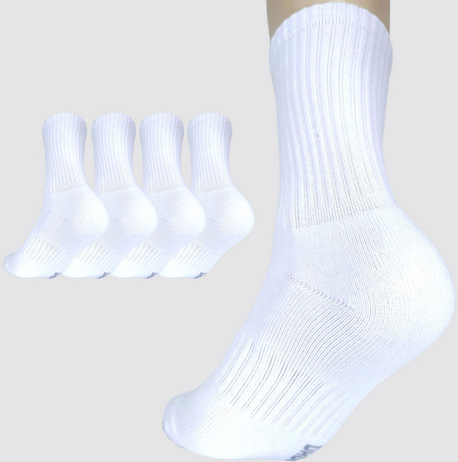 다두리 이중쿠션 장목 스포츠양말, 화이트, 5세트