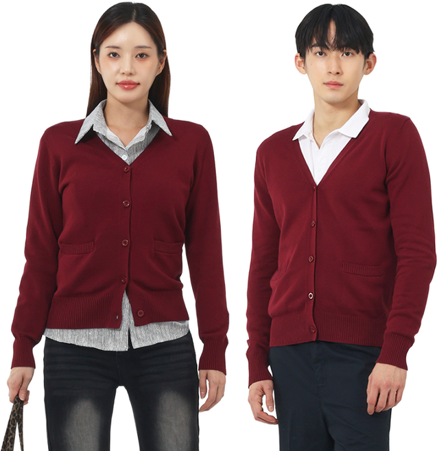 엘쏘 남녀공용 기본핏 기본 브이넥 가디건