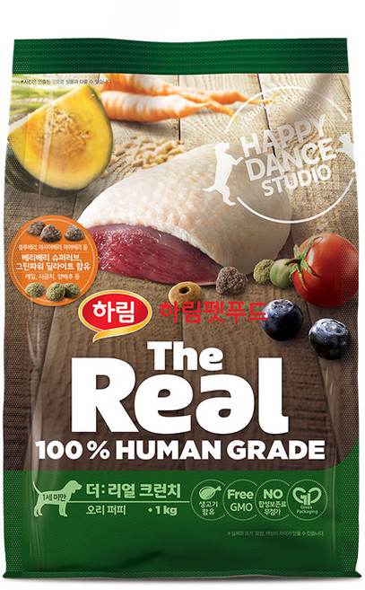 하림펫푸드 더리얼 크런치 퍼피 건식사료, 오리, 1kg, 1개