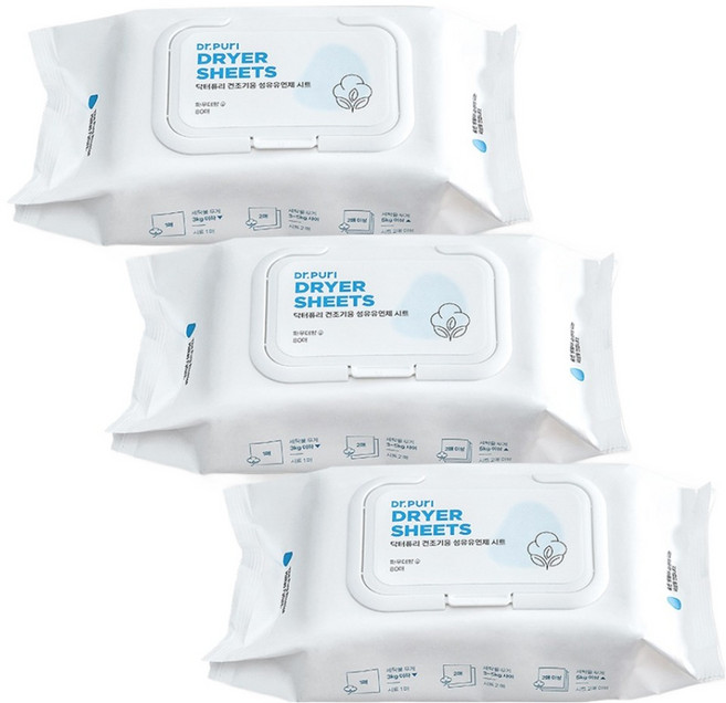 닥터퓨리 건조기 섬유유연제 시트 파우더향 본품, 80매, 3개