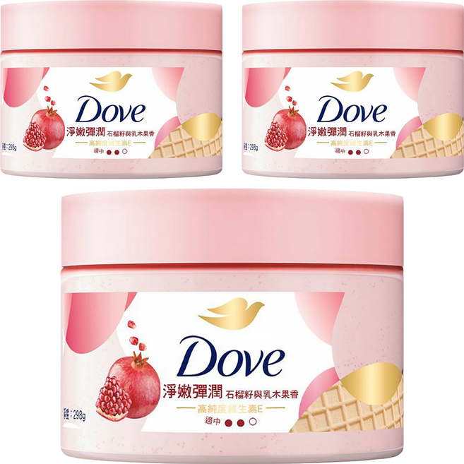 Dove 多芬 去角質身體磨砂膏 石榴籽與乳木果香, 298g, 3罐