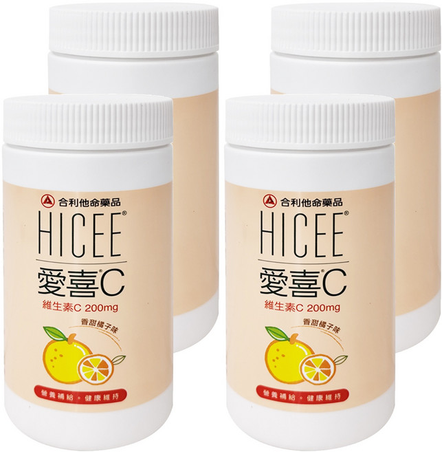 HICEE 愛喜 合利他命 維生素C 口嚼錠 香甜橘子味, 60顆, 12g, 4罐