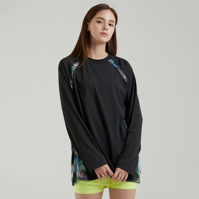 에이치머스 여성용 메리다 오버핏 래쉬가드 상의 + 레깅스 숏팬츠