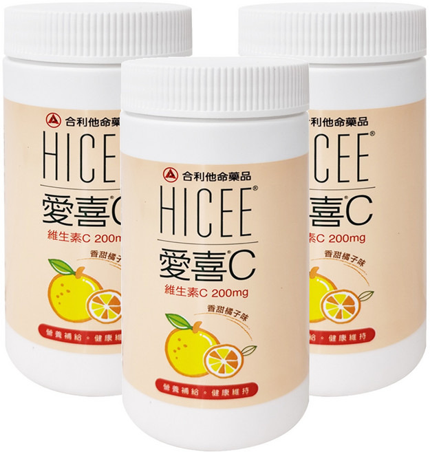 HICEE 愛喜 合利他命 維生素C 口嚼錠 香甜橘子味, 60顆, 12g, 3罐