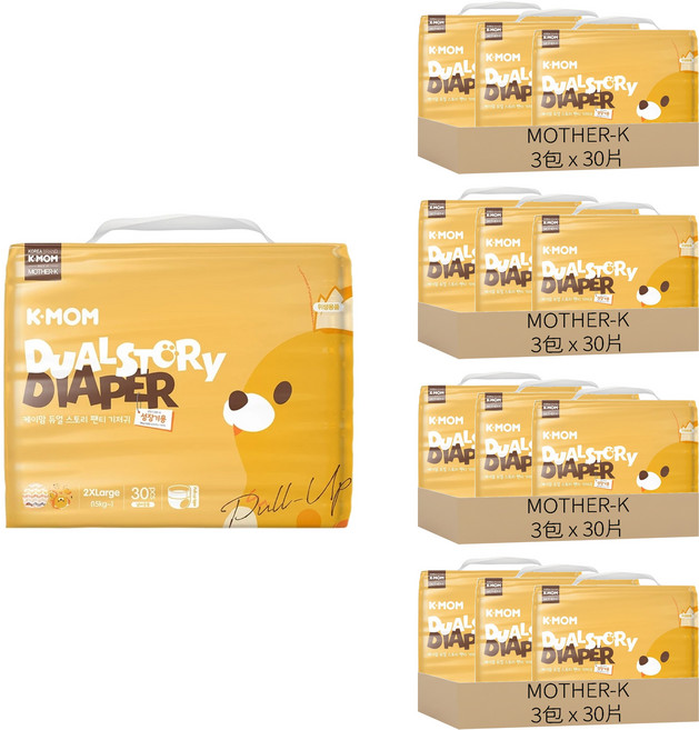 MOTHER-K K-MOM 頂級超薄瞬吸玩睡褲/尿布 15kg以上, 2XL, 360片