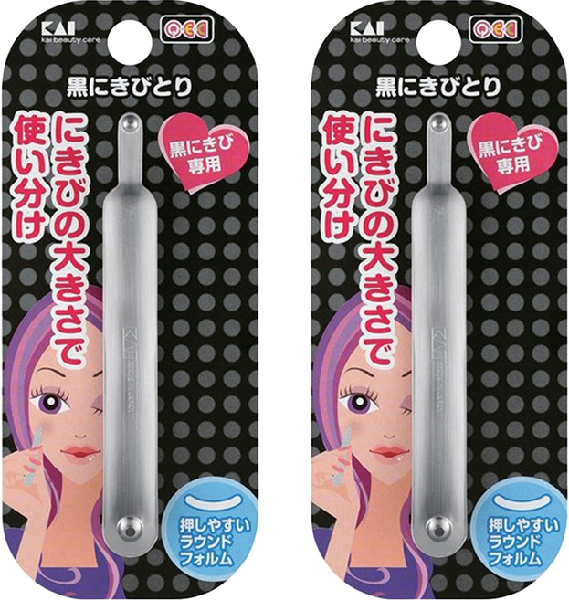 KAI 貝印 黑頭粉刺擠壓棒 KQ-0971, 銀色, 2支