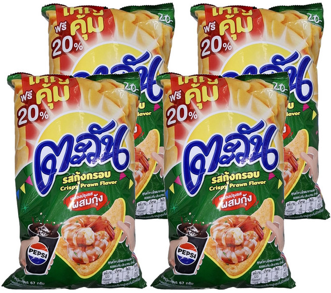 Tawan 大王 餅乾 蝦味, 4包, 67g