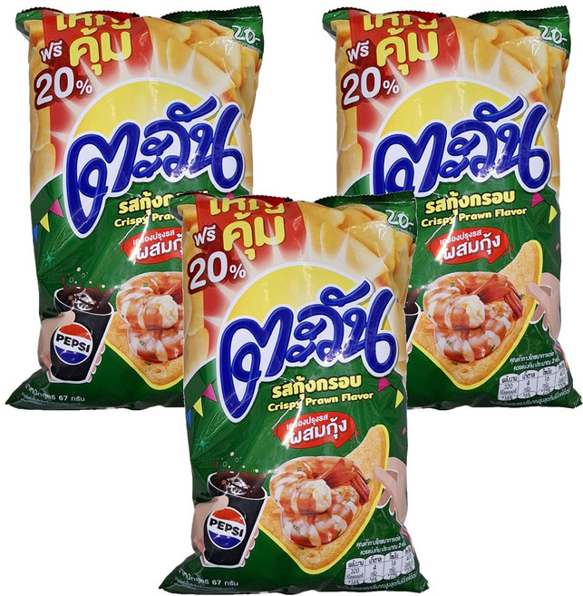 Tawan 大王 餅乾 蝦味, 3包, 67g