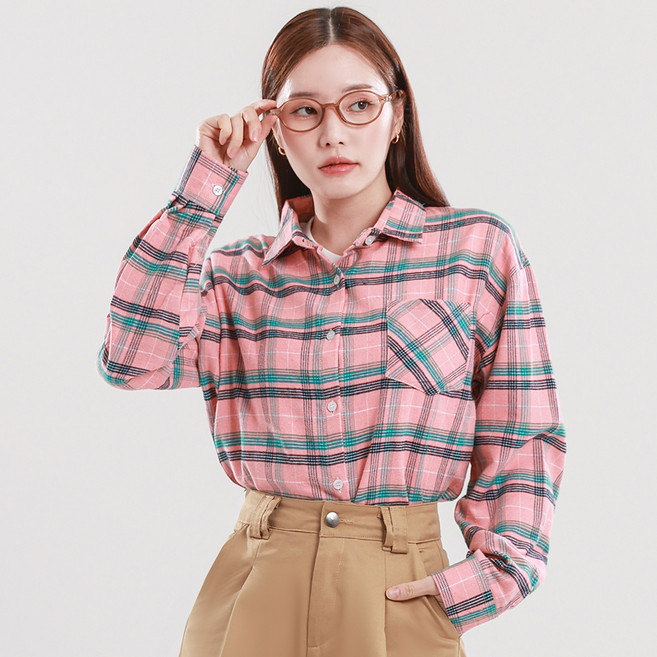엘쏘 여성용 러블리 체크 남방 자켓 셔츠