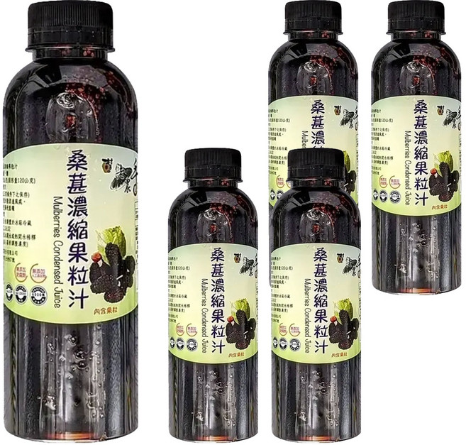 老農手摘 桑葚濃縮果粒汁, 600g, 5瓶
