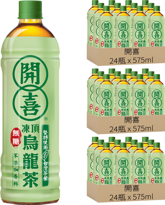 開喜 凍頂烏龍茶 無糖, 575ml, 72瓶