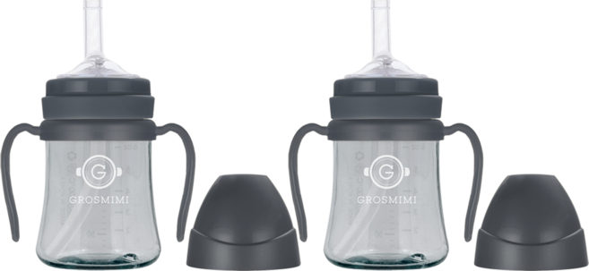 그로미미 PPSU 빨대컵, 200ml, 2개, 차콜