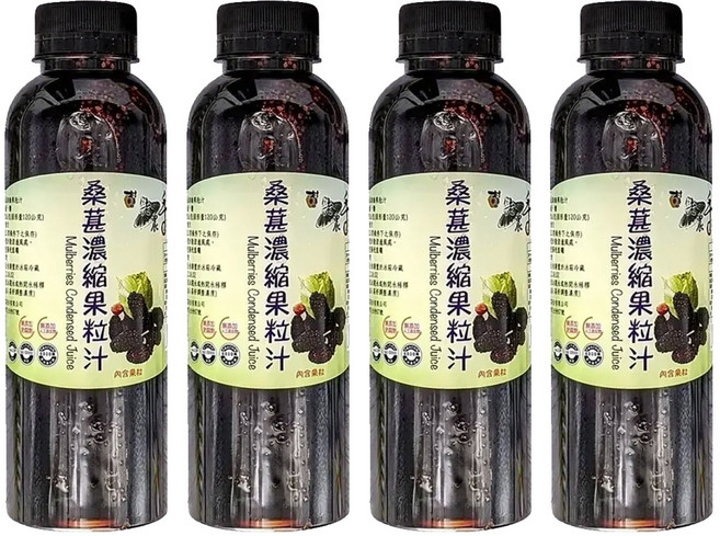 老農手摘 桑葚濃縮果粒汁, 600g, 4瓶