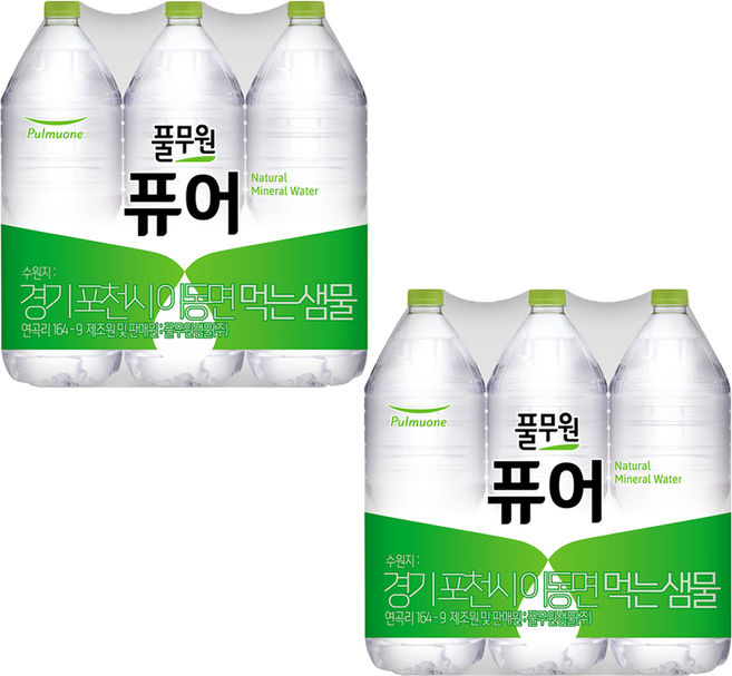 풀무원 퓨어 무라벨 생수, 2L, 12개