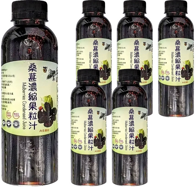 老農手摘 桑葚濃縮果粒汁, 600g, 6瓶