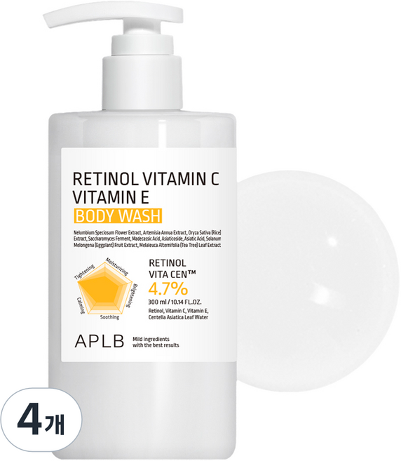 APLB 레티놀 비타민C 비타민E 바디워시, 4개, 300ml