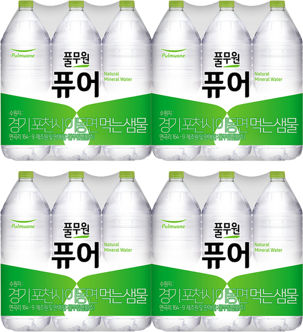 풀무원 퓨어 무라벨 생수, 2L, 24개