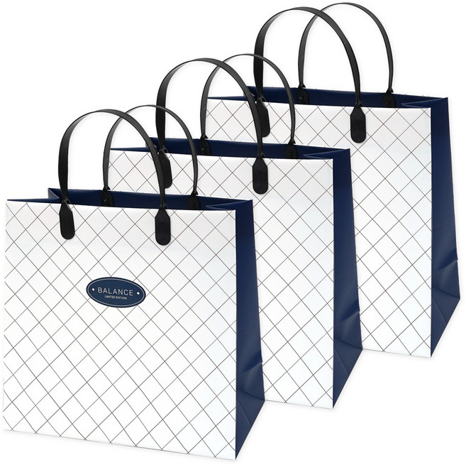 밸런스 PP 쇼핑백, 네이비, 3개