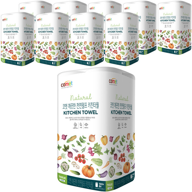 코멧 깨끗한 천연펄프 키친타월, 150매, 80개