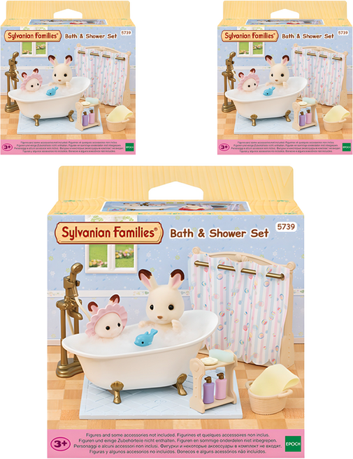 실바니안패밀리 아기랑 샤워 욕실 피규어 세트 5739, 3세트