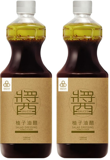 開元食品 柚子油醋醬, 1L, 2瓶