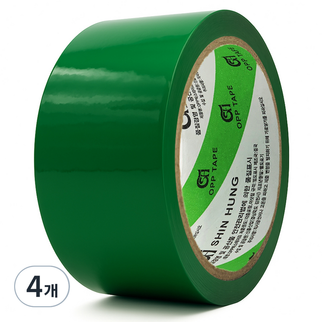 신흥테이프 칼라 박스테이프 GREEN 50m, 4개
