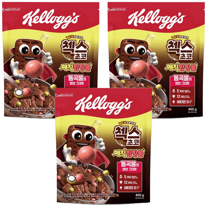 첵스초코 오곡으로 만든 매직팝핑볼 시리얼, 400g, 3개