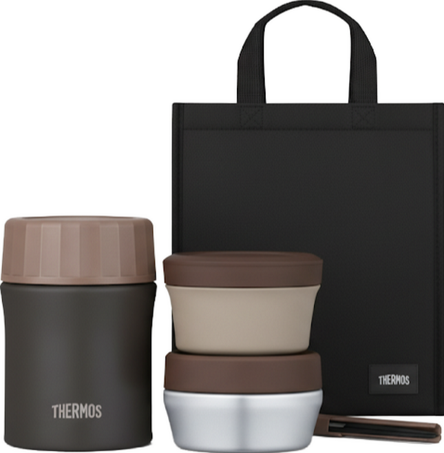 THERMOS 膳魔師 Plus 保溫便當盒組 1140ml 附保溫袋, 布朗尼黑, 1組