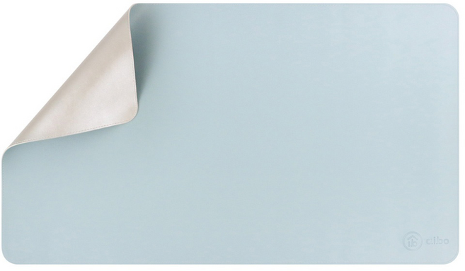 aibo 雙色皮革滑鼠墊桌墊XL 70x40cm, 天藍色 + 灰色, 1個