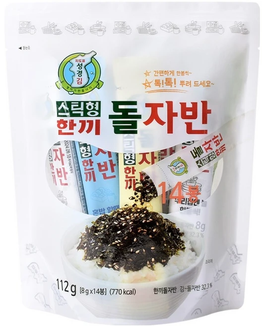 지도표성경 스틱형 한끼 돌자반 김 랜덤발송 14p, 112g, 1개 - 쿠팡