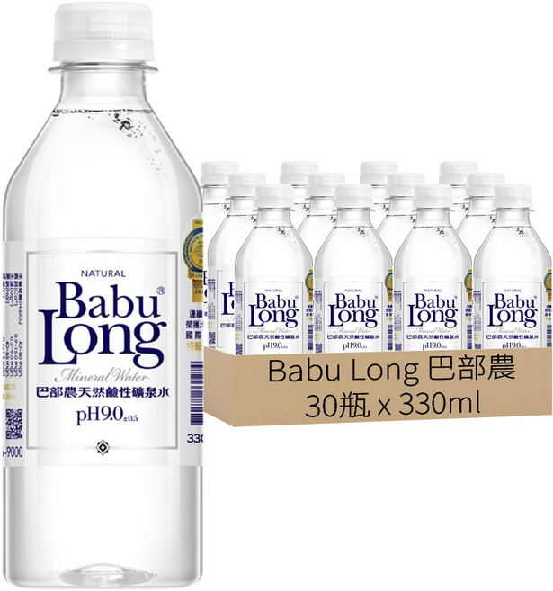 Babu Long 巴部農 天然鹼性礦泉水, 330ml, 30瓶