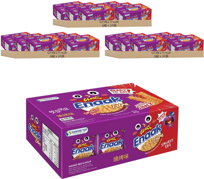 GEMEZ Enaak 韓式小雞麵 燒烤味 24包, 672g, 18盒