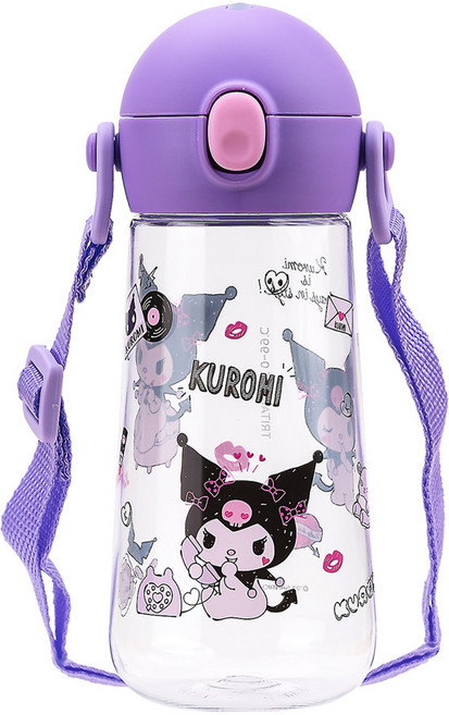 릴팡 더보틀 원터치 어깨끈 트라이탄 물통, 쿠로미, 470ml, 1개