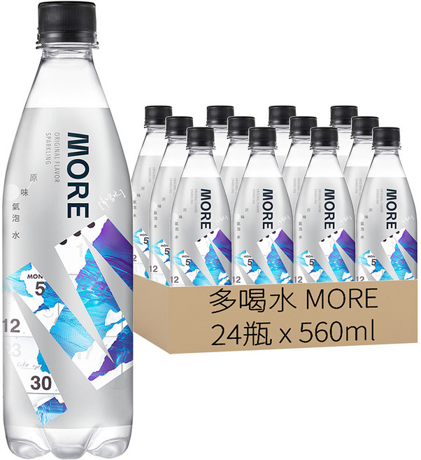 多喝水 MORE 原味氣泡水, 560ml, 24瓶