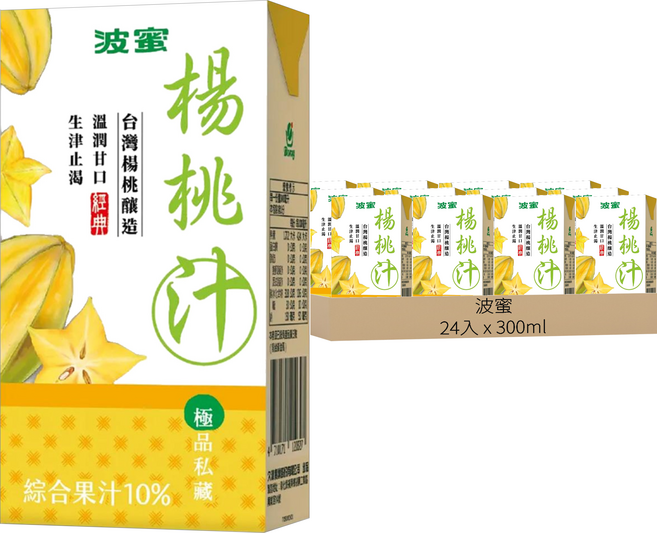 波蜜 楊桃汁, 300ml, 24入