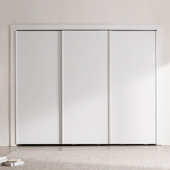 삼익가구 엘라 무광 솔리드 슬라이딩 붙박이장 9자 서랍형 방문설치, 화이트