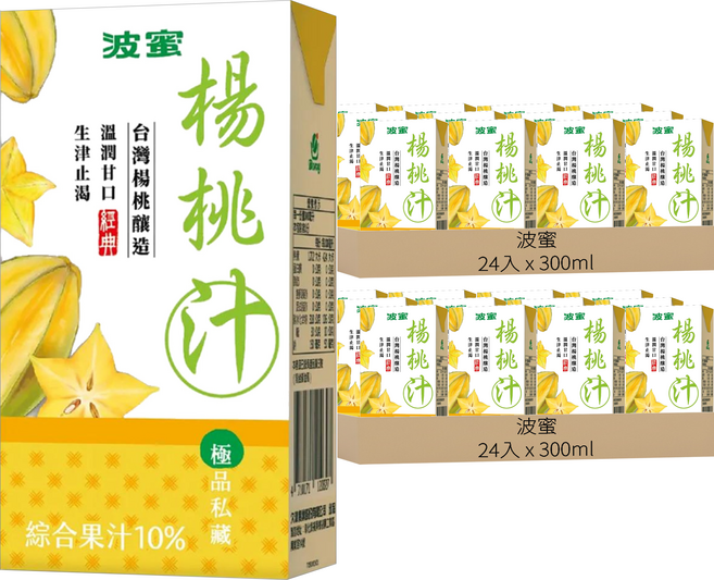 波蜜 楊桃汁, 300ml, 48入
