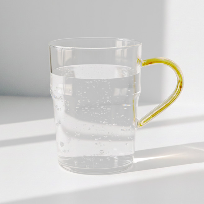 카모메키친 내열유리 프렌치 머그 500ml, 옐로우, 1개