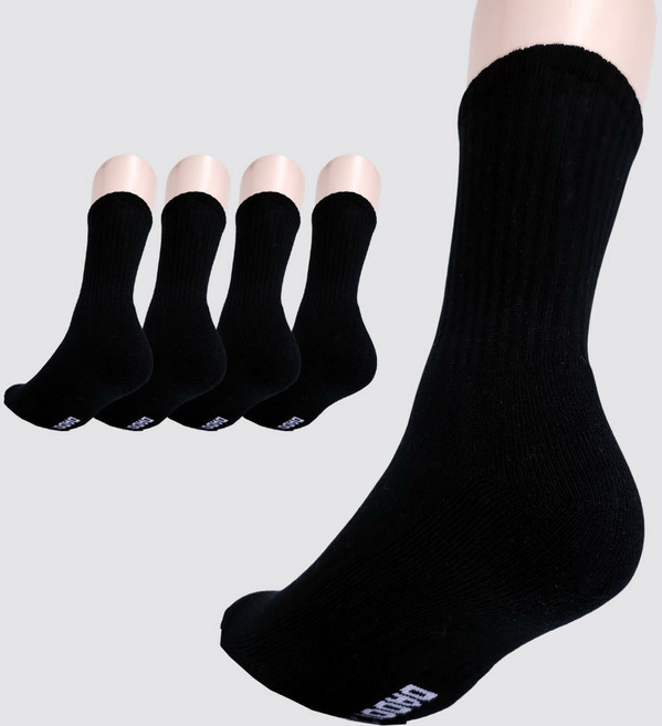 다두리 이중쿠션 장목 스포츠양말, 블랙, 5세트