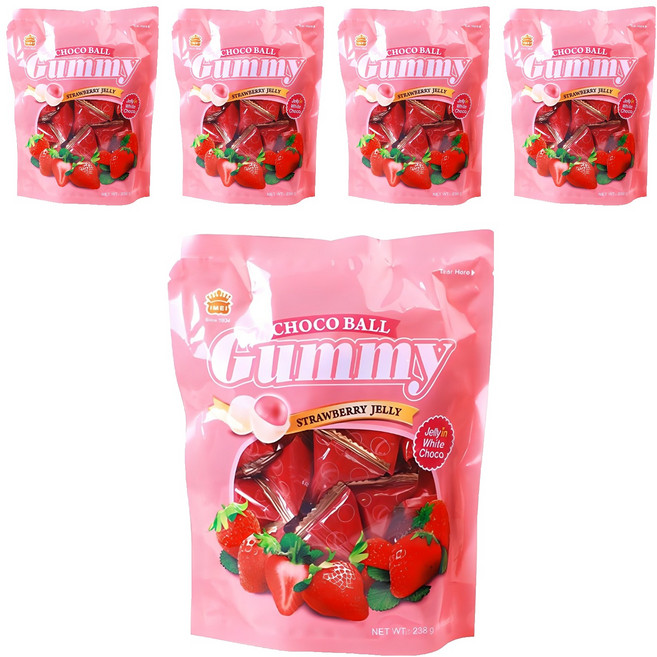 이메이 구미초코볼 스트로베리맛, 238g, 5개