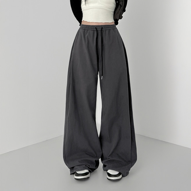 유라잇 남녀공용 유핏 4탄 옆핀턱 워시 트윌 투웨이 와이드 밴딩 팬츠 322252