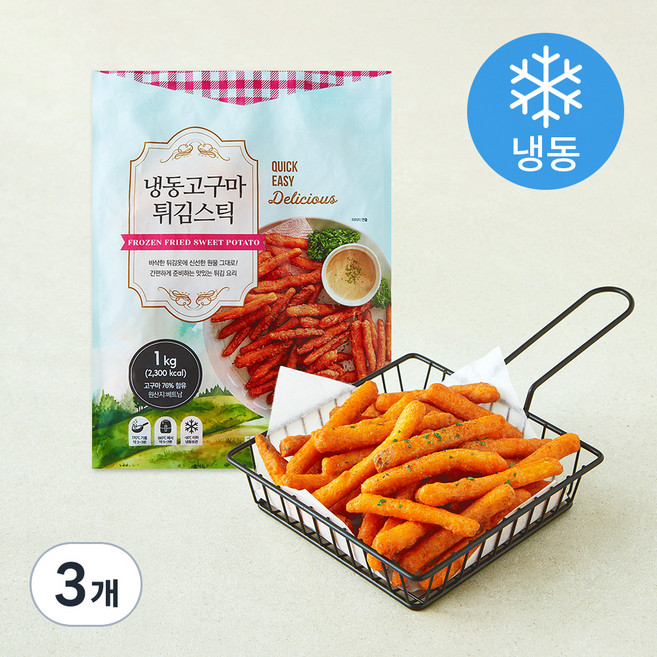 고구마 튀김 스틱 (냉동), 1kg, 3개