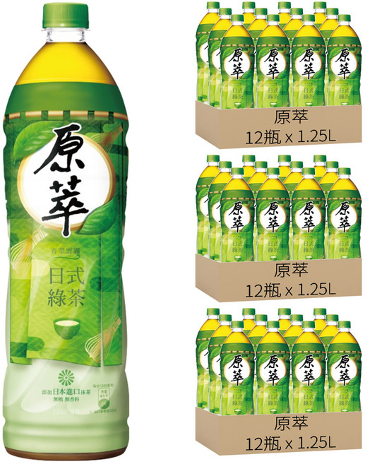 原萃 日式綠茶, 1.25L, 36瓶