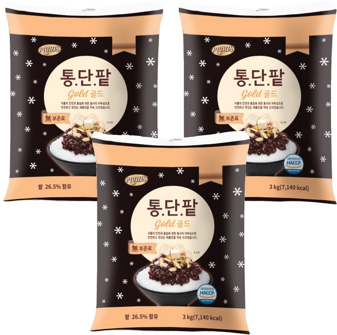 (주)동서 리치스 통단팥 골드파우치, 3kg, 3개