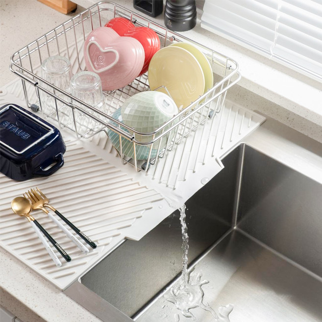 유니트리 실리콘 식기건조대 드라잉 매트 M, 1단, 화이트, 1개