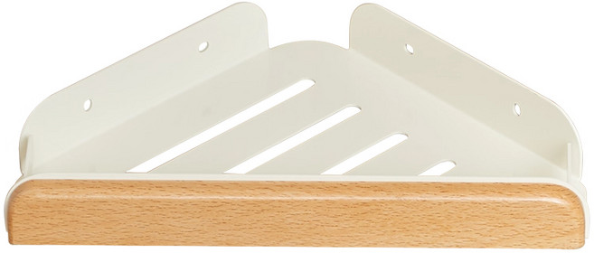 沐慕家居 免釘浴室廚房實木收納架 牆壁置物架, 平面三角款, 1個