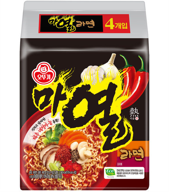 오뚜기 마열라면 120g, 4개