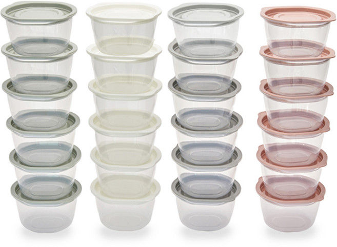 씨밀렉스 쿡밥 냉동밥 보관용기 275ml x 4종 x 6p, WHITE + PINK + GREEN + GRAY, 1세트