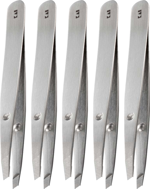 KAI 貝印 緊實斜口拔毛夾 kq-3215, 銀, 5件