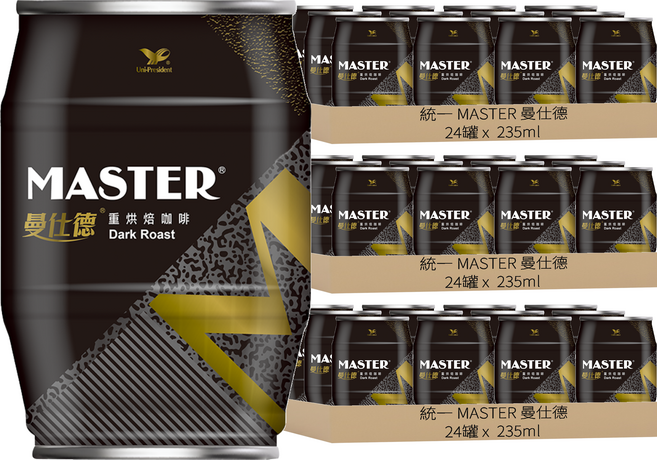 統一 MASTER 曼仕德 重烘培咖啡, 235ml, 72罐